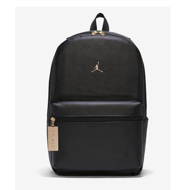 【NIKE 耐吉】JORDAN FAUX LEATHER BACKPACK 後背包 15吋筆電夾層 黑色(9A0478-023)