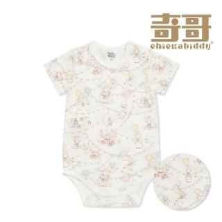 【奇哥】比得兔 嬰幼童裝 生日快樂短袖側開包屁衣/兔裝-天絲洞感緹花布(6-36個月)