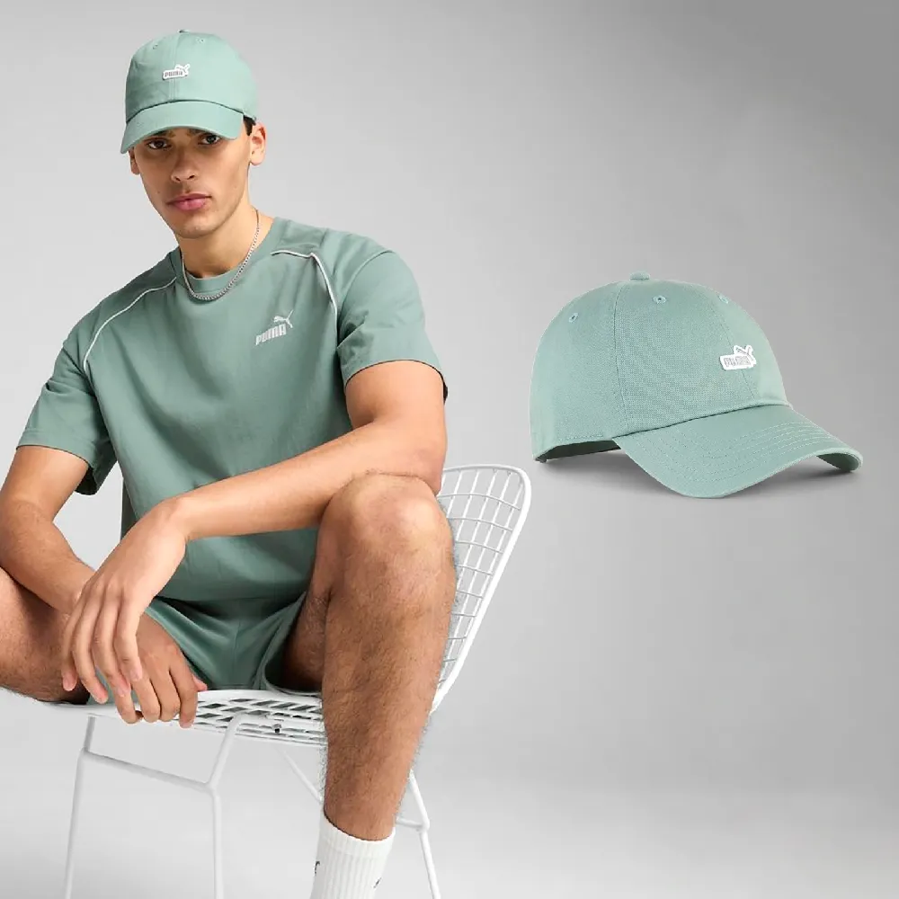 【PUMA】棒球帽 Basic NO.1 Patch 綠 白 可調帽圍 吸濕排汗 運動 老帽 帽子(025997-04)