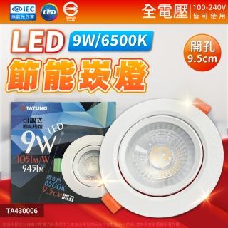 【TATUNG 大同】12入組 最新款 LED 9w 全電壓 9.5cm 可調角度 超薄崁燈 崁燈