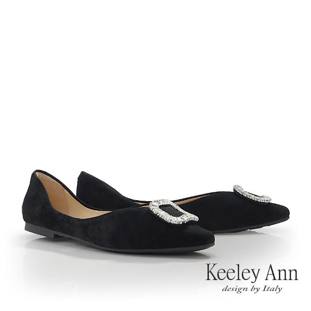【Keeley Ann】側挖空麂皮平底包鞋(黑色525567110-Ann系列)