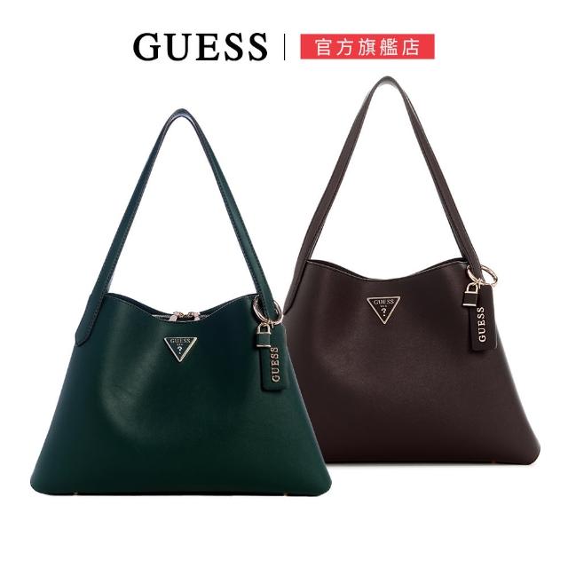 【GUESS】倒三角LOGO拉鍊托特包(兩色任選)