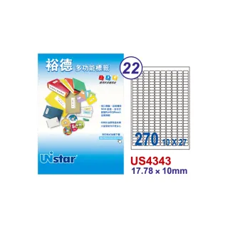 【Unistar 裕德】US4343-100入(多功能電腦標籤-270格)