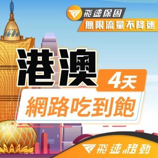 【飛速移動】港澳 4天｜高速上網 無限流量吃到飽(香港網絡卡 澳門網絡卡 香港 澳門 網絡卡 網路 上網 sim卡)