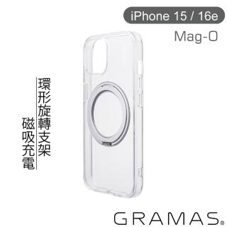 【Gramas】iPhone 15/14/13/16e 6.1吋 Mag-O 支架磁吸透明保護殼(透)