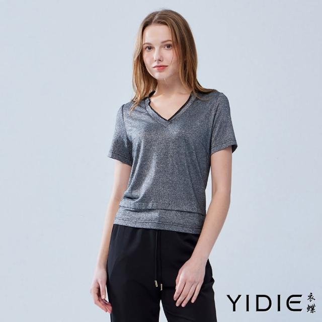 【YIDIE 衣蝶】假兩件式雙層領銀蔥造型上衣-灰