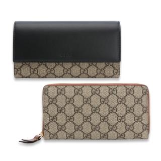 【GUCCI 古馳】GG Supreme帆布拉鍊/掀蓋長夾(多款任選)