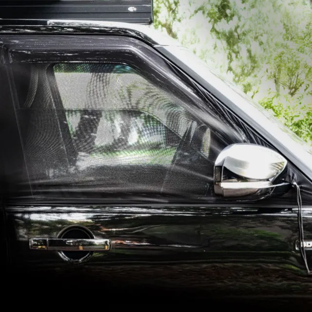 【PAMABE OUTDOOR】車泊防蚊網-前窗大A型-後視鏡位於車窗款(汽車遮陽/汽車蚊帳/車泊/紗網罩/汽車防蚊紗窗)