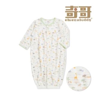 【奇哥】Chic a Bon 嬰幼童裝 熱帶雨林長袍妙妙裝/連身衣-天絲橫紋單面布(3-12個月)