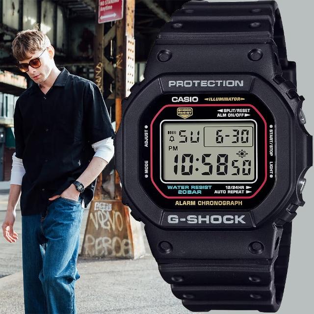 【CASIO 卡西歐】G-SHOCK 經典配色方形電子錶 學生錶 送禮 禮物 推薦(DW-5600RL-1)