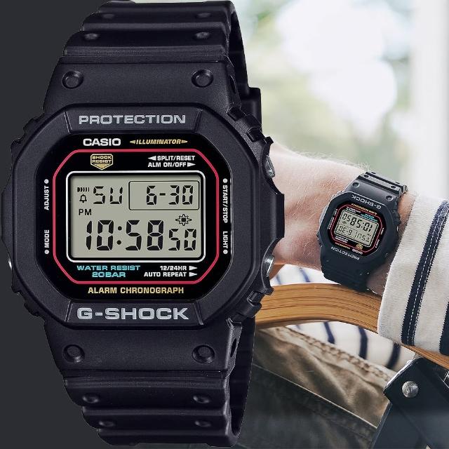 【CASIO 卡西歐】G-SHOCK 經典配色方形電子錶 學生錶 送禮 禮物 推薦(DW-5600RL-1)