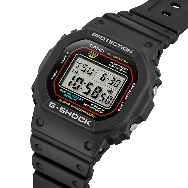【CASIO 卡西歐】G-SHOCK 經典配色方形電子錶 學生錶 送禮 禮物 推薦(DW-5600RL-1)