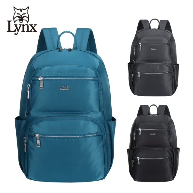【Lynx】美國山貓嚴選防潑水尼龍布包大款多功能後背包(湖水綠/灰色/黑色)