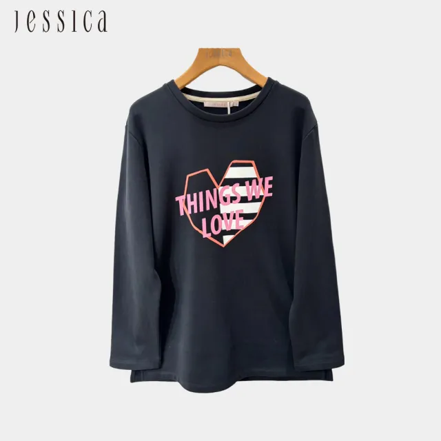 【JESSICA】百搭可愛英文愛心印花圓領棉T上衣(黑)244617