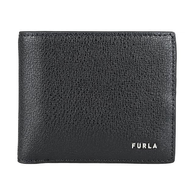 【FURLA 芙拉】FURLA Man Project立體LOGO小牛皮4卡對開零錢短夾(男款/黑)