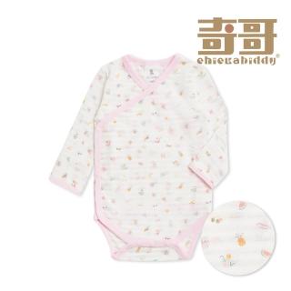 【奇哥】Chic a Bon 嬰幼童裝 輕旅行長袖開襟包屁衣/兔裝-天絲橫紋單面布(0-6個月)