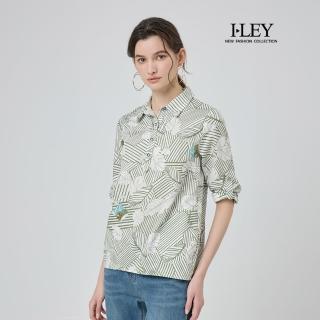 【ILEY 伊蕾】清爽夏日印花POLO上衣(綠；M-2L；1252011562)
