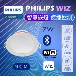 【Philips 飛利浦】2入組 WiZ LED嵌燈 9CM 7W 可調色溫嵌燈 PW021(Wi-Fi 直連無須閘道器)