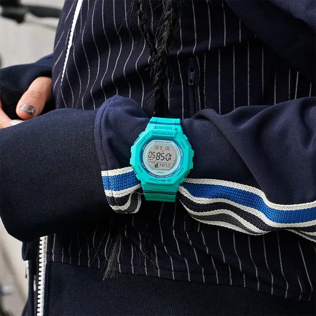 【CASIO 卡西歐】G-SHOCK 計步藍芽手錶 清爽色彩女錶-藍綠色 過年送禮 禮物 推薦(GMD-B300SC-2)