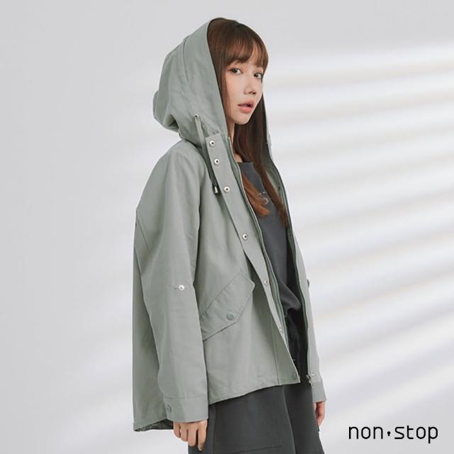 【non-stop】休閒百搭金屬釦飾連帽外套-2色