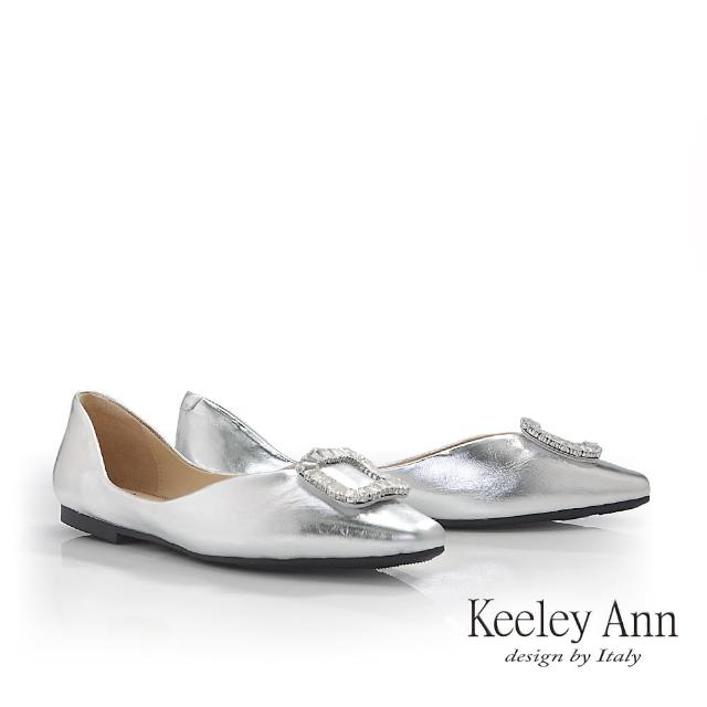 【Keeley Ann】側挖空麂皮平底包鞋(銀色525567127-Ann系列)
