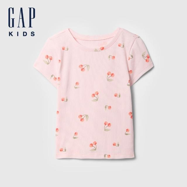 【GAP】女幼童裝 純棉圓領短袖T恤-淺粉色(725253)