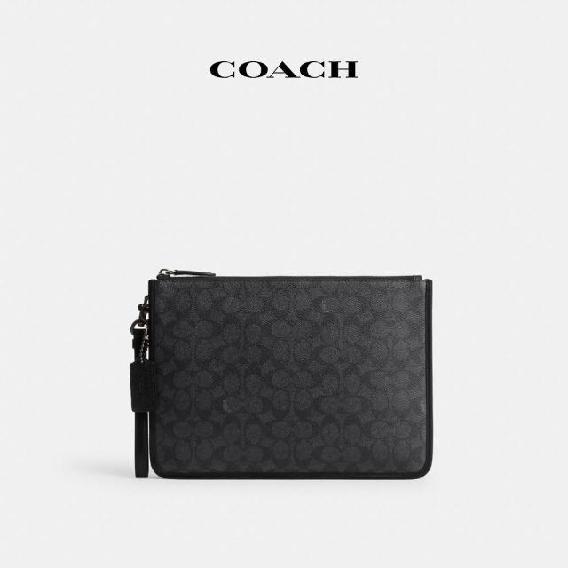 【COACH】蔻馳官方直營 CHARTER經典Logo手拿包-木炭灰色(CR786)