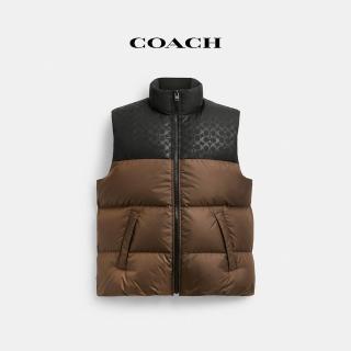 【COACH】蔻馳官方直營 聚酯纖維羽絨背心-深苔蘚綠(CU451)