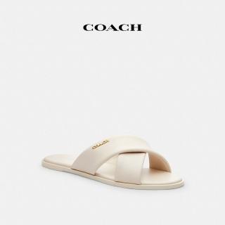 【COACH】蔻馳官方直營 LINK十字綁帶涼鞋-粉筆白色(CAQ84)