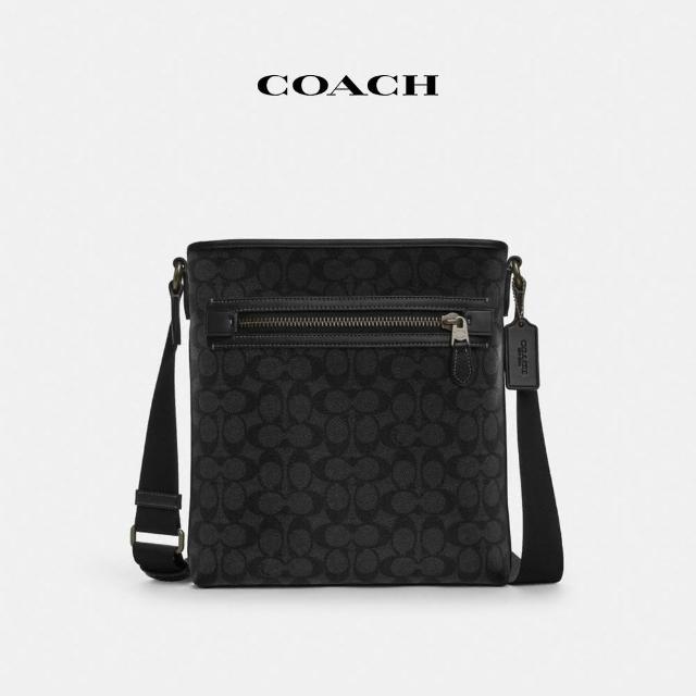 【COACH】蔻馳官方直營 經典Logo纖巧型郵差包-QB/炭黑色/黑色(CW227)