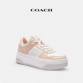 【COACH】蔻馳官方直營 女款厚底運動鞋-亮白色/胭脂粉色(CU155)