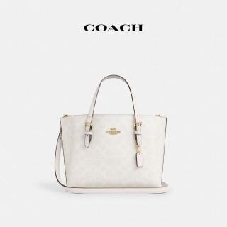 【COACH】蔻馳官方直營 MOLLIE 經典Logo25號托特手袋-IM/白色/粉筆白色(CV965)