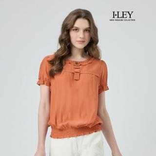 【ILEY 伊蕾】小荷葉邊縲縈雪紡上衣(磚；M-XL；1252421101)