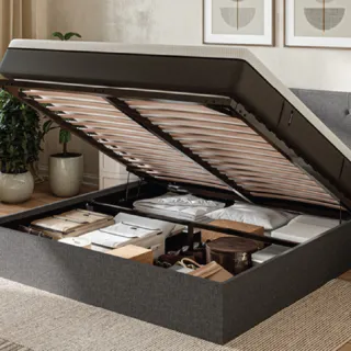 【德國Emma】後掀式收納床架 標準單人92*188cm(深灰色款 德國工藝設計 免費上門安裝)