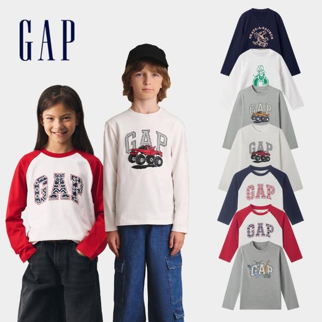 【GAP】男女童裝 Logo純棉印花/刺繡圓領長袖T恤-多款可選(642625&619668&645021&672791)