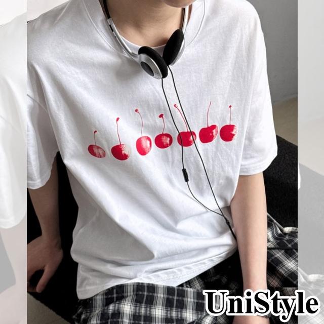 【UniStyle】櫻桃短袖T恤 韓版甜美復古上衣 女 UV2863(白)