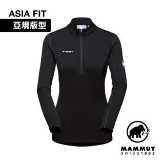 【Mammut 長毛象官方直營】Aenergy ML Half Zip Pull AF 保暖立領半拉鍊長袖排汗衣 黑色 女款 #1016-01130