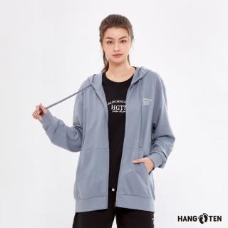 【Hang Ten】中性款-純棉毛圈布連帽外套(灰)