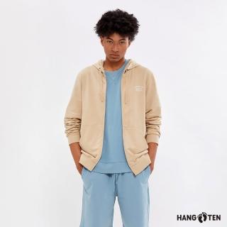 【Hang Ten】中性款-純棉毛圈布連帽外套(日曬棕)