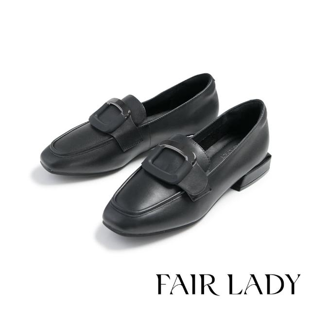 【FAIR LADY】芯太軟 英倫紳士方框低跟樂福鞋(黑、5B2933)