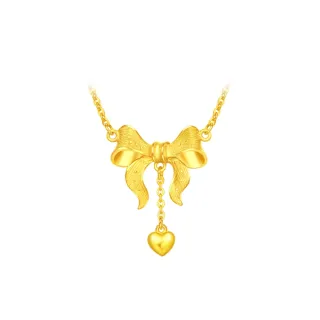 【周大福】在逃公主愛心蝴蝶結黃金項鍊_計價黃金(鍊長45cm)