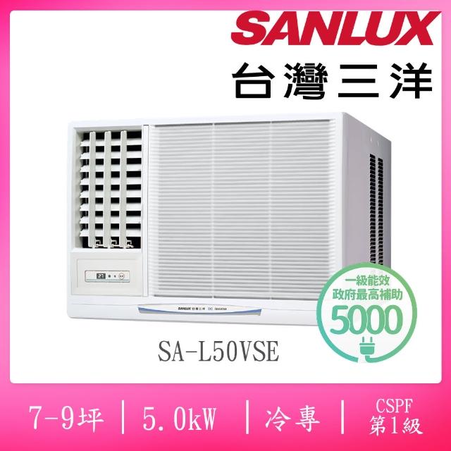 【SANLUX 台灣三洋】福利品7-9坪左吹式一級變頻冷專窗型冷氣(SA-L50VSE)