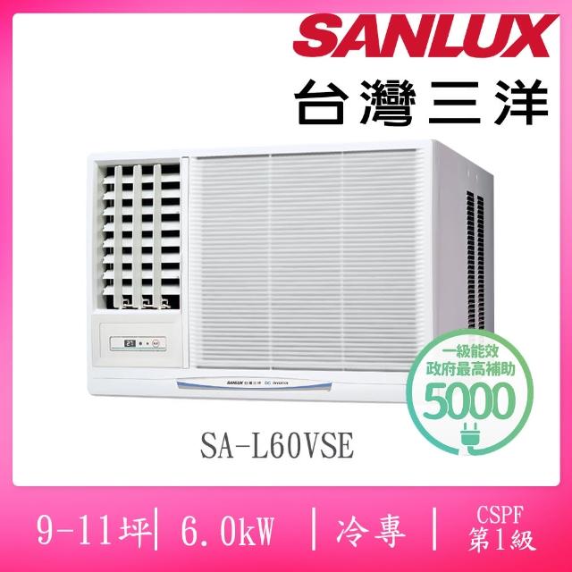 【SANLUX 台灣三洋】福利品9-11坪左吹式一級變頻冷專窗型冷氣(SA-L60VSE)