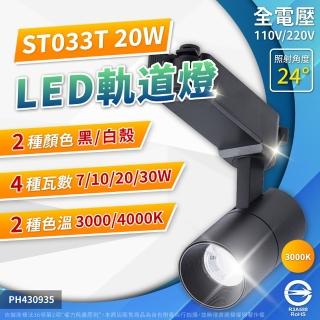 【Philips 飛利浦】2入組 LED ST033T 20W 黑殼 3000K 黃光 24D 全電壓 軌道燈 投射燈