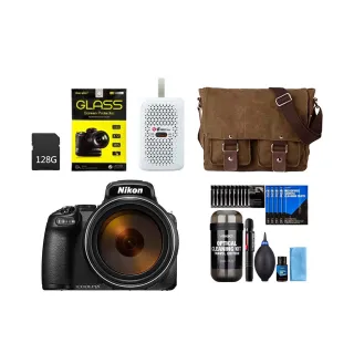 【Nikon 尼康】COOLPIX P1100+128G記憶卡+膠囊清潔組+CR-2101C側背包+DK鋼化貼+HD-100C電子除濕卡(公司貨)