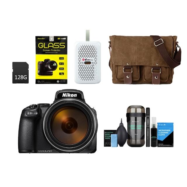 【Nikon 尼康】COOLPIX P1100+128G記憶卡+膠囊清潔組+CR-2101C側背包+DK鋼化貼+HD-100C電子除濕卡(公司貨)