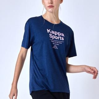 【KAPPA】義大利時尚吸濕排汗女款涼感印花短袖圓領衫(丈青麻花 38273NWB29)