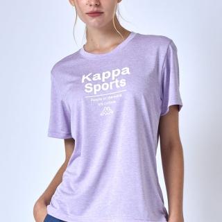 【KAPPA】義大利時尚吸濕排汗女款涼感印花短袖圓領衫(淺藍麻花 38273NWX1H)