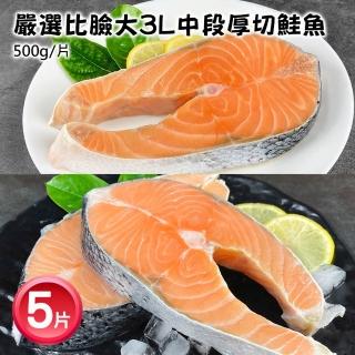 【築地一番鮮】巨無霸厚切鮭魚中段5片(約500g/片)