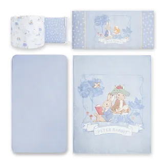 【奇哥官方旗艦】悅讀比得兔大床四件床組/寢具組-L(床頭 護圈 床包 寶寶被)